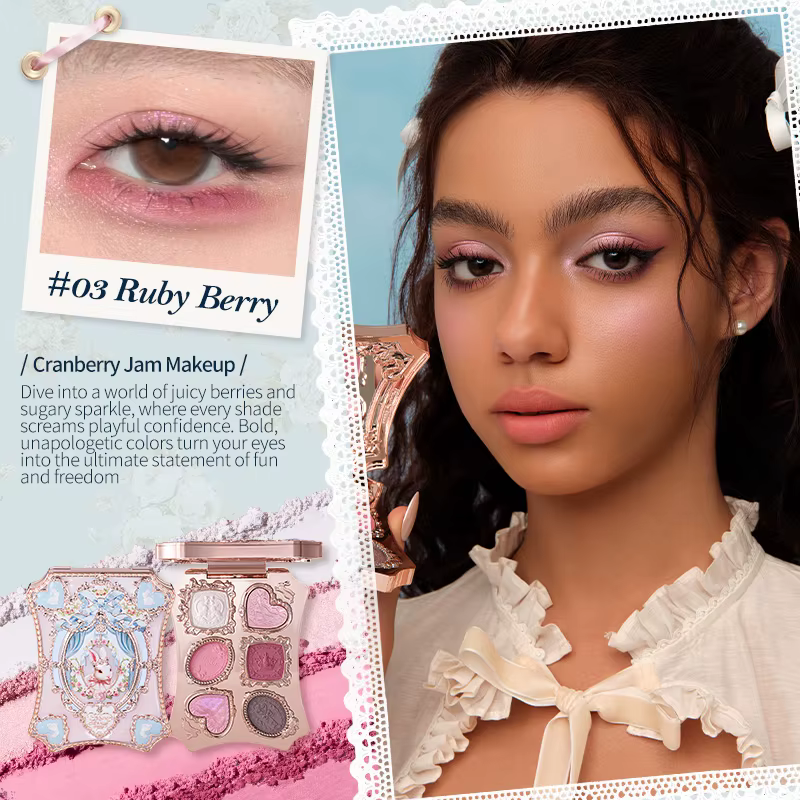 Palette de fards à paupières Flowerknows Bunny Garden, 6 couleurs, haute pigmentation, maquillage co