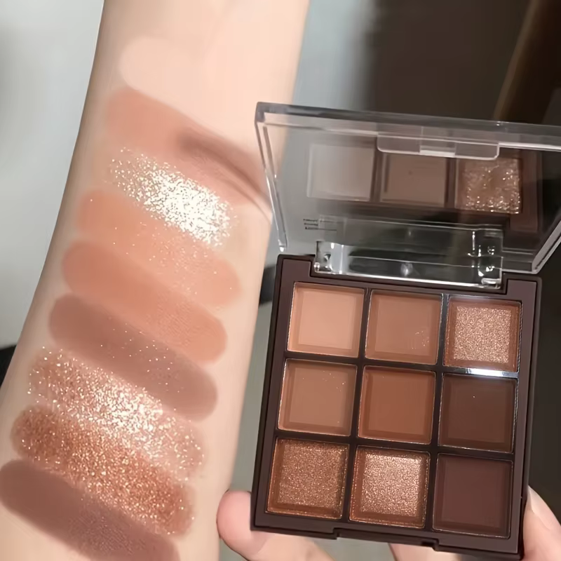 2024 moka chocolat 9 couleurs fard à paupières Palette mat nacré paillettes finition maquillage choc