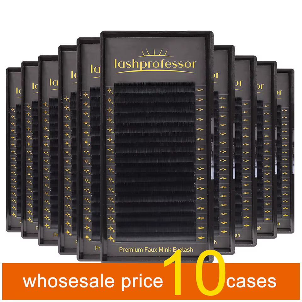 LASHPROFESSOR 10 plateaux/lot Extensions de cils 6-20mm Noir mat Faux cils individuels en cachemire 