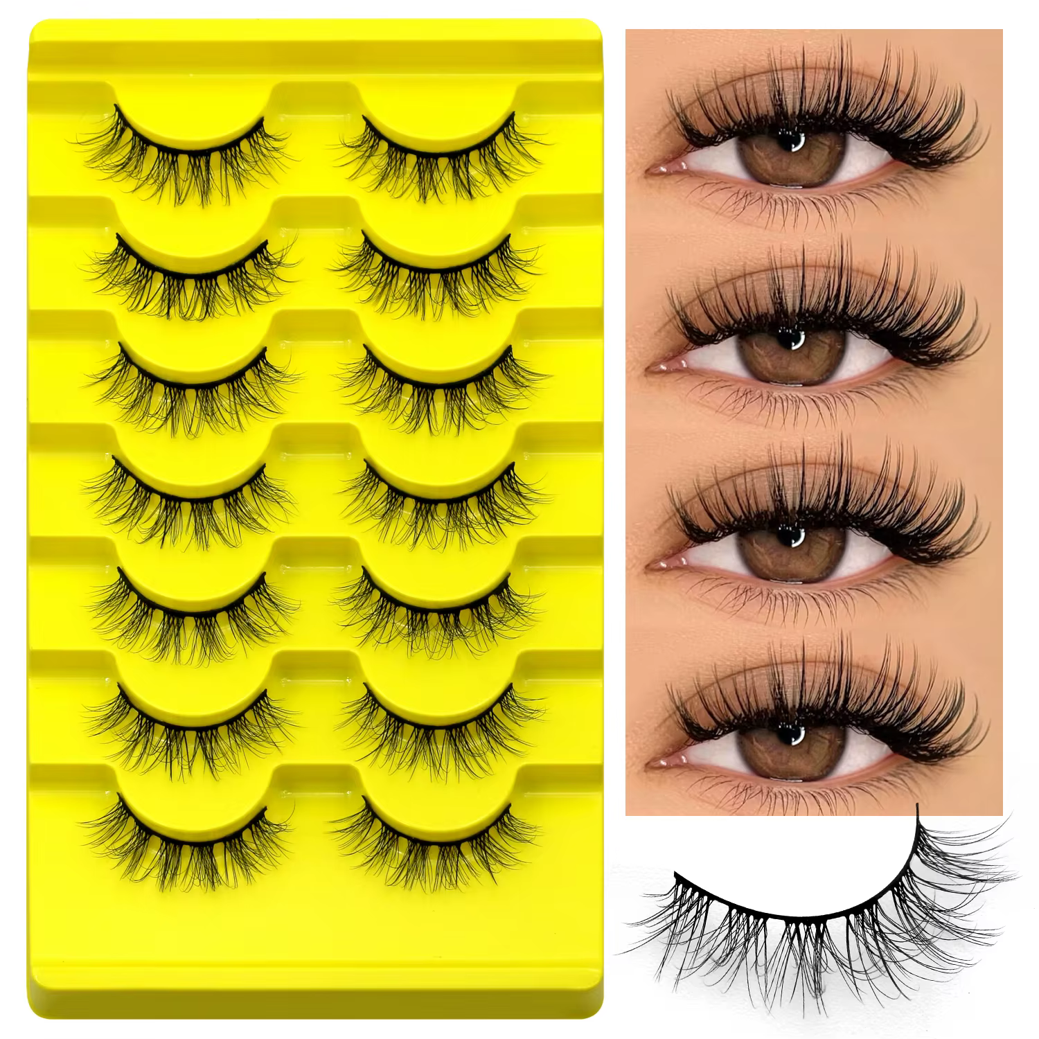 VELTRINAY Faux cils effet œil de chat, cils volumineux, cils artificiels, cils effilés, cils en viso