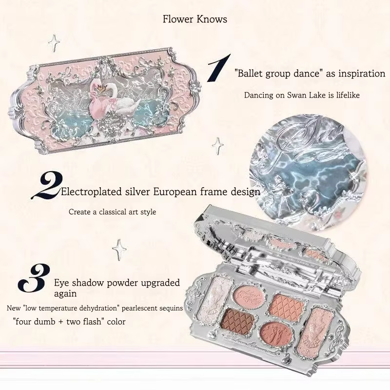 Fleur connaît le cygne Ballet fard à paupières 6 couleurs Palette mat miroitant paillettes mixte lon