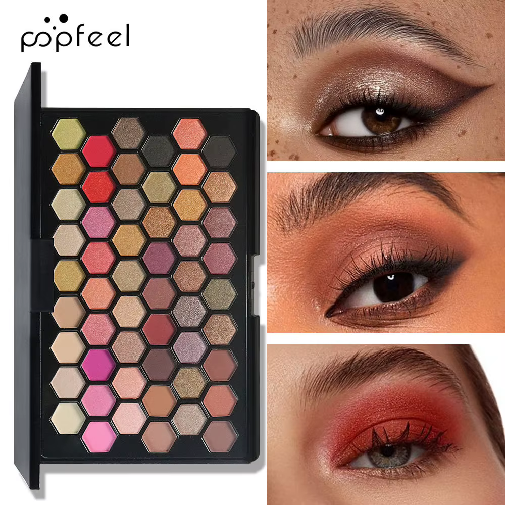 Palette de fards à paupières nude 54 couleurs, mat et pailleté, couleurs terreuses fumées, maquillag