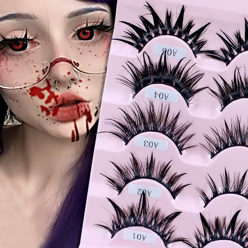 Faux cils cosplay féminins, maquillage coréen, nouveau style, pointes de support, cils 3D, cils mang