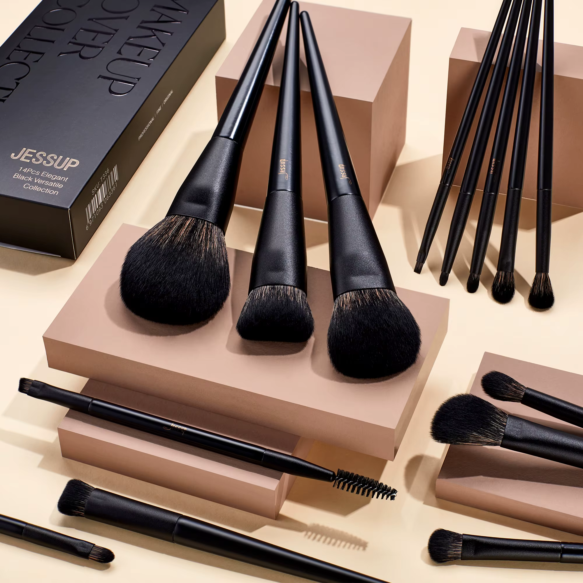 Jessup ensemble de pinceaux de maquillage, 10-14 pièces pinceau de maquillage Contour fond de teint
