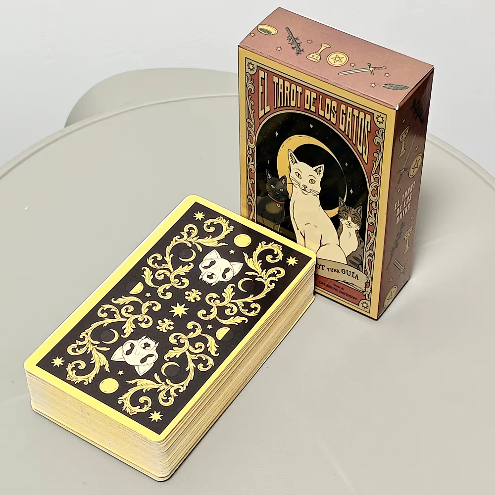 Les chats regulan le Tarot terrestre, jeu de 78 cartes, 10.3x6cm, pour l'édition espagnole Feline-Ob