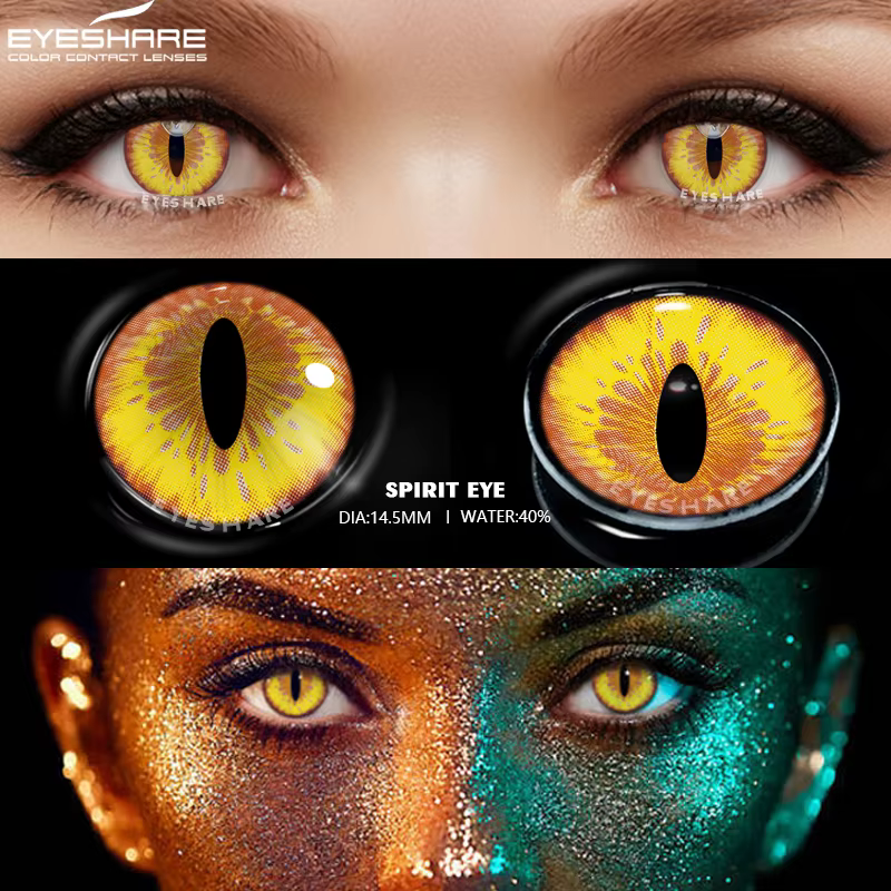 EYESHARE Cosplay lentilles de Contact colorées pour les yeux 2 pièces lentille de couleur jaune annu