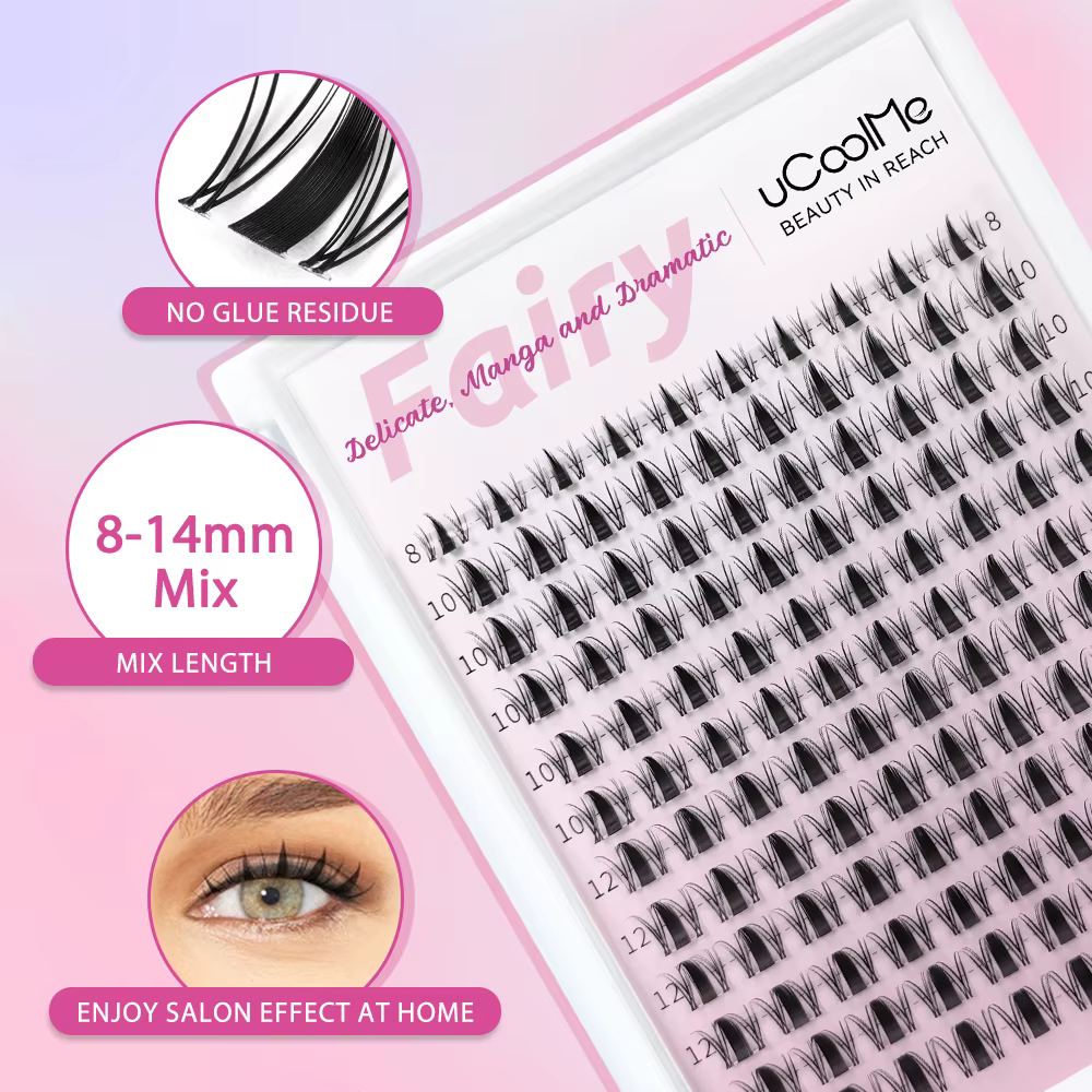 UCoolMe cils courts fée Venus flore 8-14mm cils grappe avec pince à épiler à colle cils bricolage lo