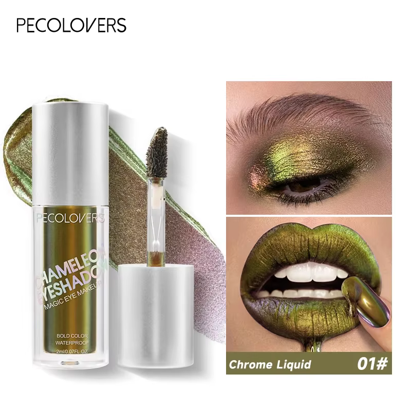 Fard à paupières liquide caméléon de couleur puissante, imperméable, résistant à la sueur, adapté au