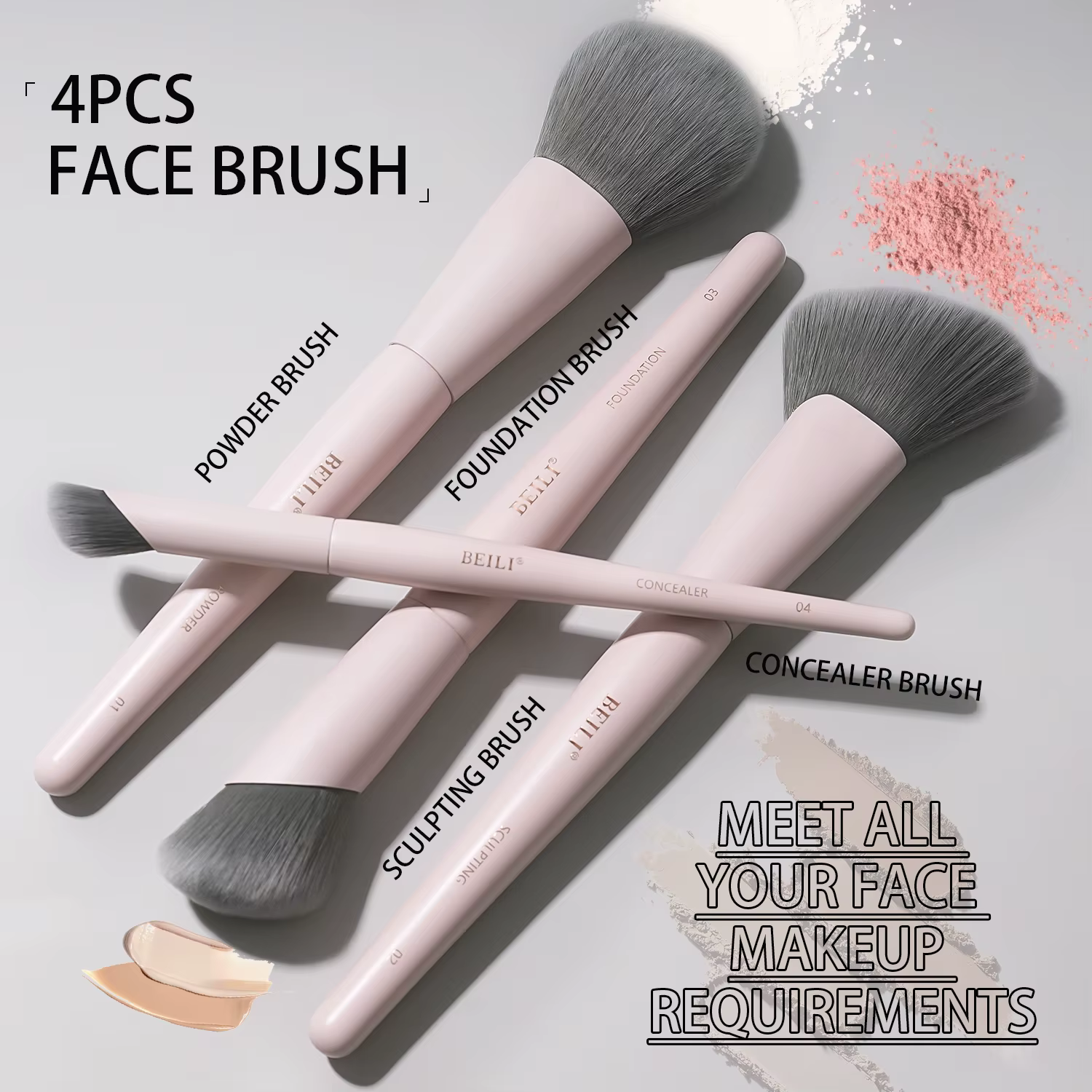 BEILI – ensemble de pinceaux de maquillage professionnels végétaliens, 12 pièces, maïs, bambou, soie