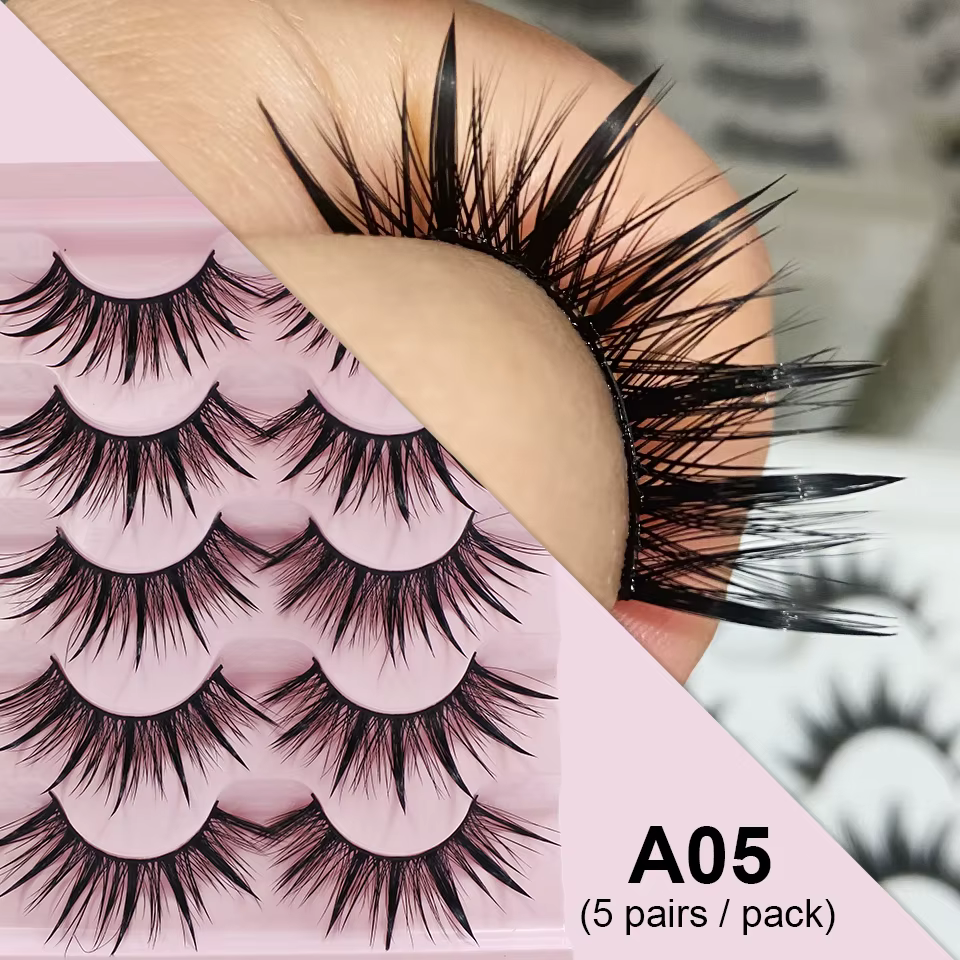 Faux cils cosplay féminins, maquillage coréen, nouveau style, pointes de support, cils 3D, cils mang