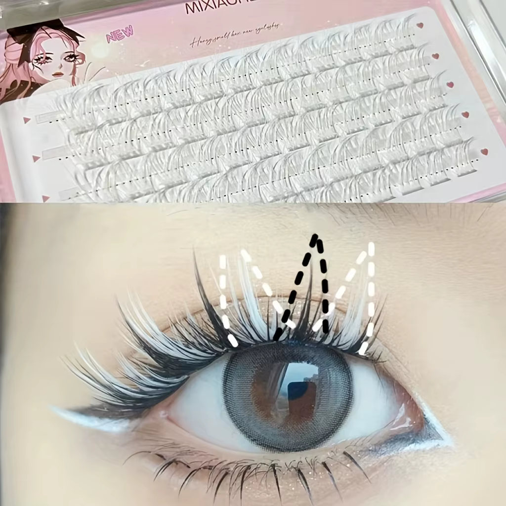 Cils colorés Mixiaohe, 60 bouquets, application facile, style manga naturel pour maquillage de fête,