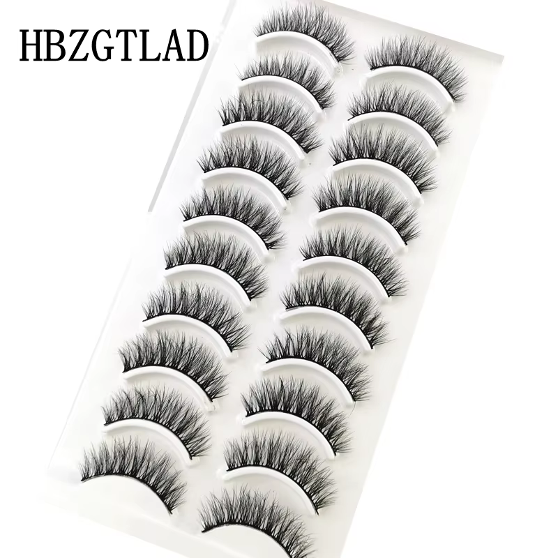 Extension de faux cils en vison, naturels, longs, faits à la main, volume 3d, maquillage, 10 paires,