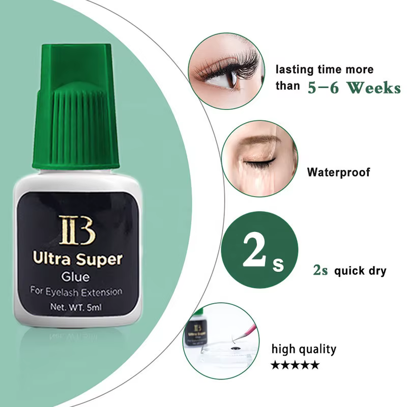 IBeauty – colle Ultra Super pour Extension de cils, 20 bouteilles, capuchon vert, adhésif imperméabl