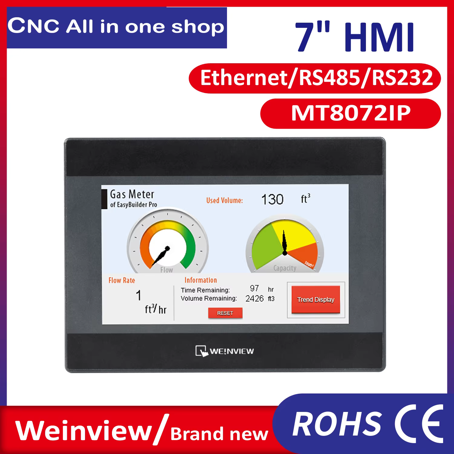 Écran tactile HMI Weinview Weintek MT8072IP 7 pouces, neuf, TFT 800*480, Ethernet, RS485, RS232