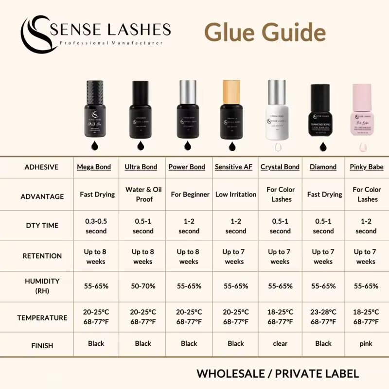 SENSE LASHES 10 bouteilles de colle à cils 5ml adhésif pour cils pegamento de pestañas adhésif exten