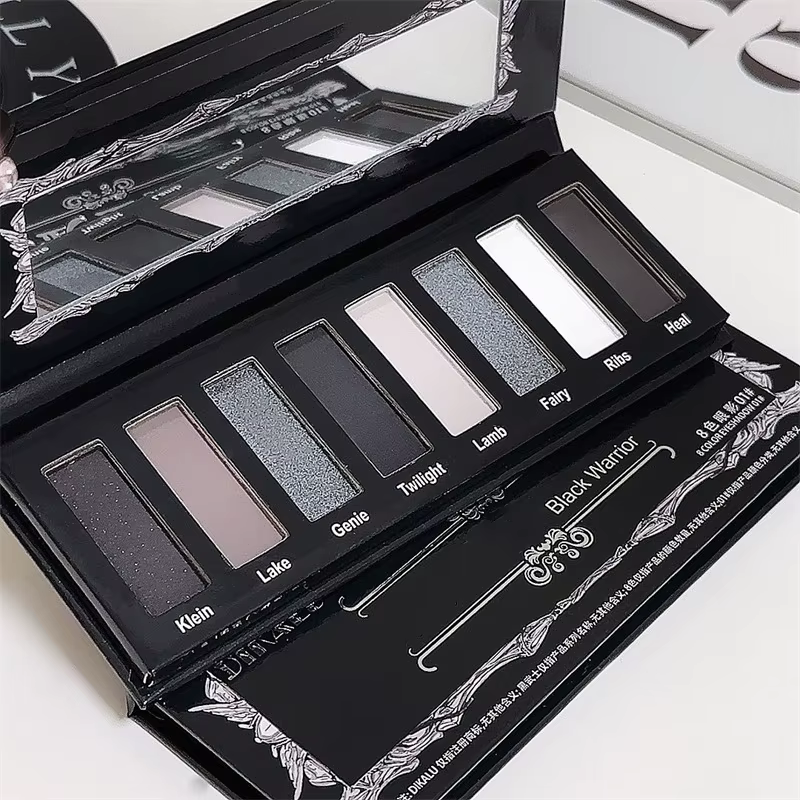 Palette de fards à paupières fumés 8 couleurs, Kit de maquillage métallique scintillant mat longue d