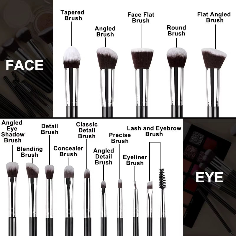 Ensemble professionnel de 14 pinceaux de maquillage doux et moelleux pour fond de teint, fard à paup