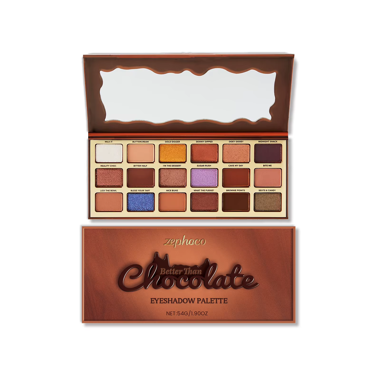 Palette de fards à paupières en chocolat, mat, scintillant, tons bruns neutres, hautement pigmenté,