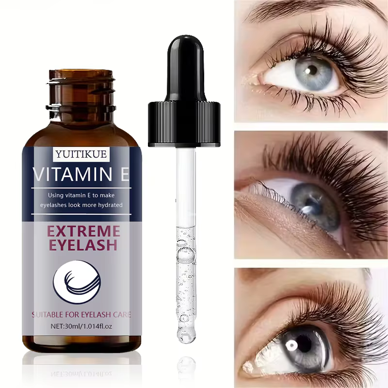 Sérum pour les cils à la vitamine E YUITIKUE - Hydrate, lisse et ajoute de la brillance aux cils, do