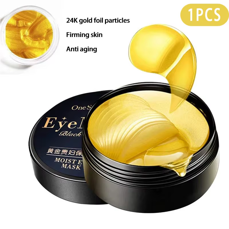 Masque pour les yeux à l'acide hyaluronique en or 24K, pour se débarrasser des sacs sous-yeux, produ