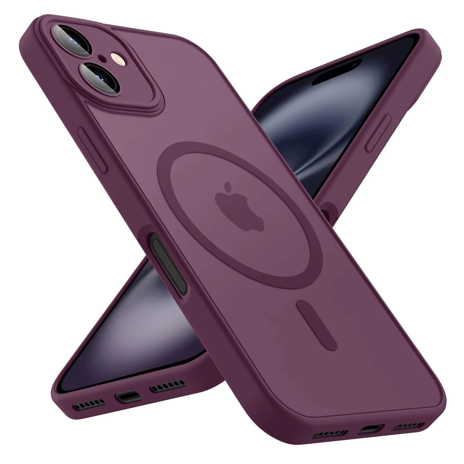 Coque de téléphone givrée de luxe, étui magnétique Transparent mat Magsafe pour iPhone 17 16 15 14 1