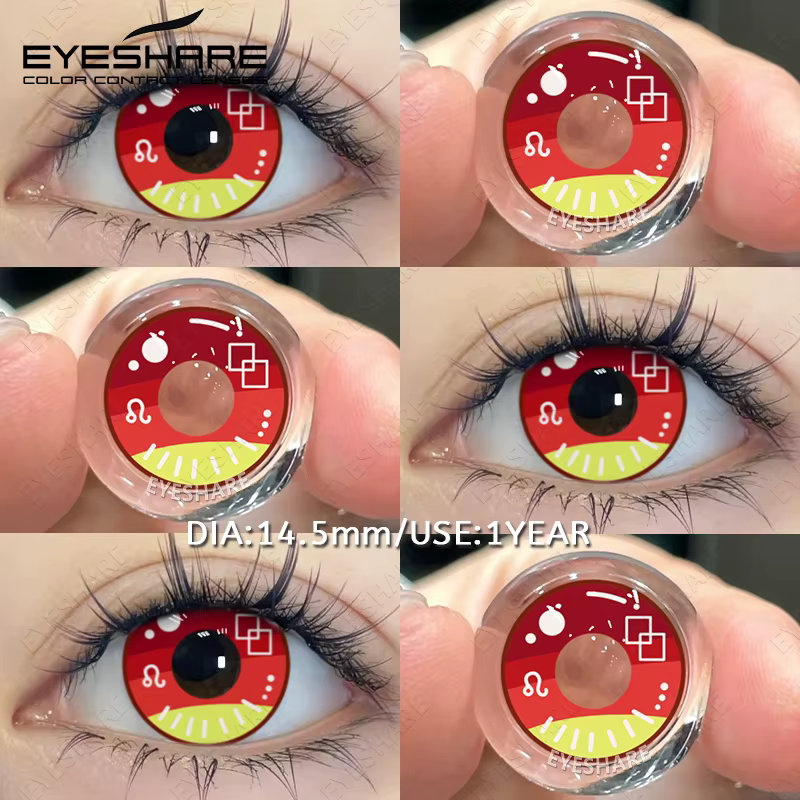 EYESHARE 2 pièces Cosplay lentilles de Contact colorées Anime Cateye lentilles pour les yeux blancs