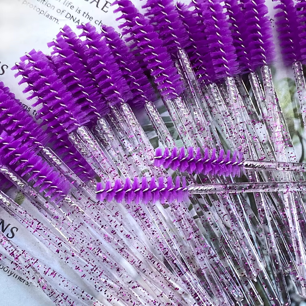 Pinceaux de maquillage jetables en cristal, 50 pièces, brosse à sourcils, poignée en diamant, applic