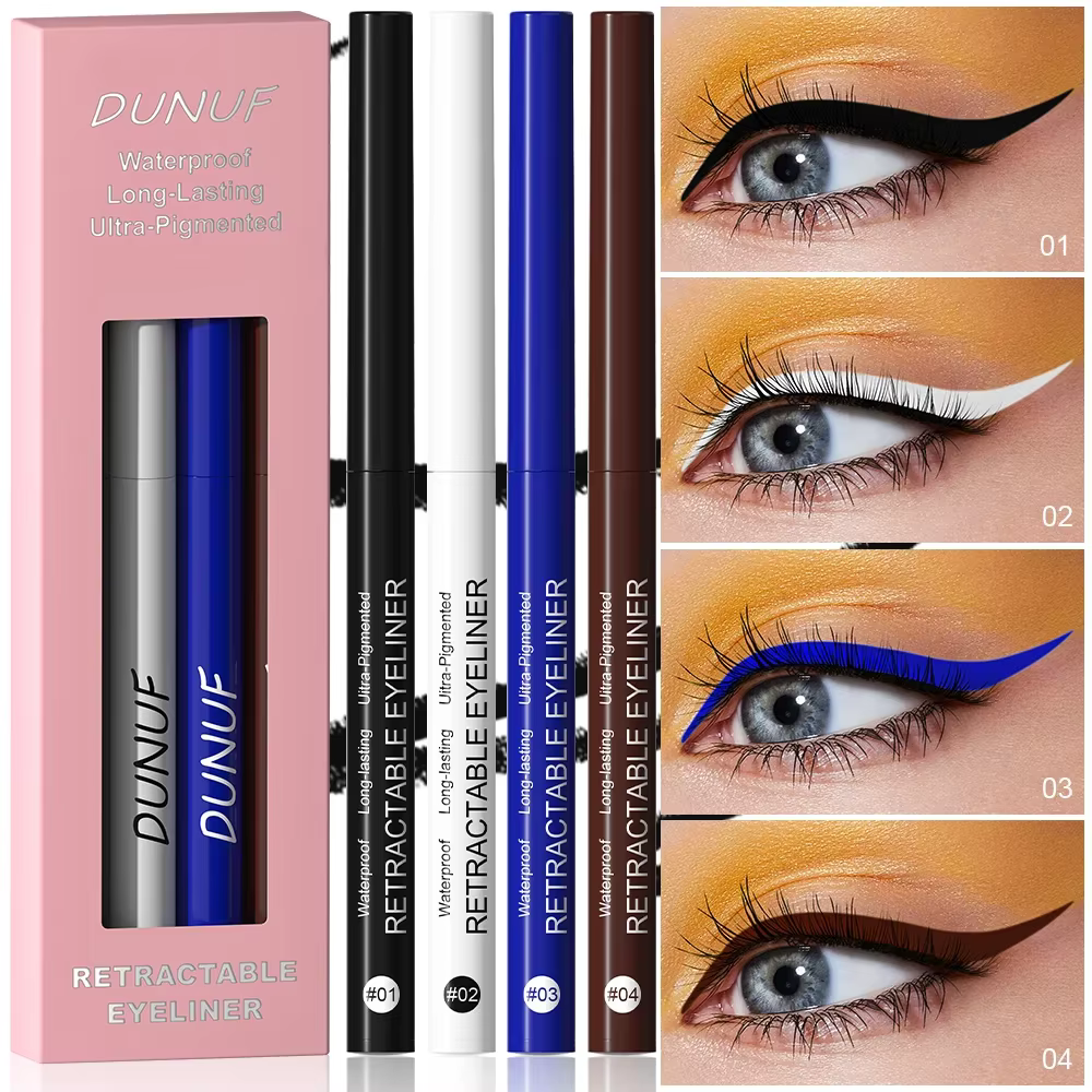 Eyeliner rétractable, crayon Eyeliner Durable et étanche, sans taches, doux, facile à utiliser, 4 pi