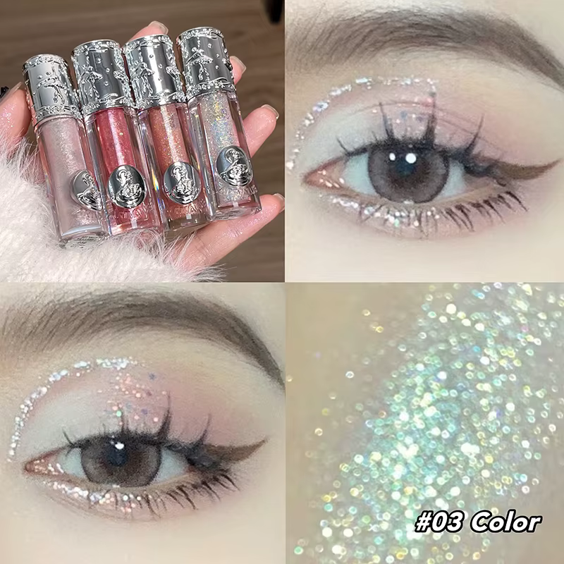 Fard à paupières liquide à paillettes, surligneur nacré scintillant, imperméable, fin, brillant, ros