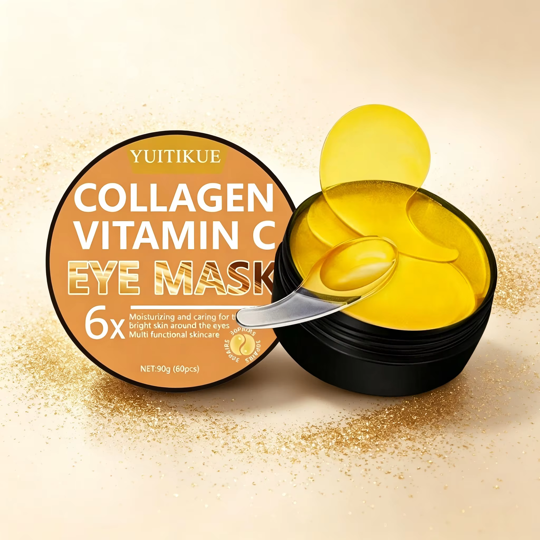 YUITIKUE Golden Eye Moisturizing Eye Mask, riche en collagène et en acide hyaluronique, adapté à tou