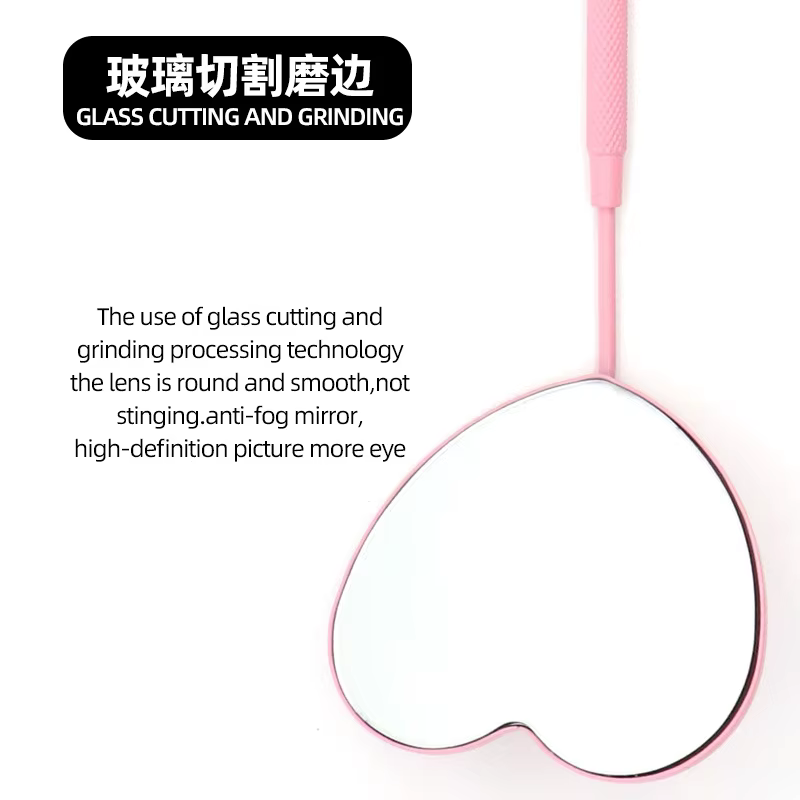 Miroir de contrôle d'extensions de cils en forme de cœur, miroir multifonction en acier inoxydable,
