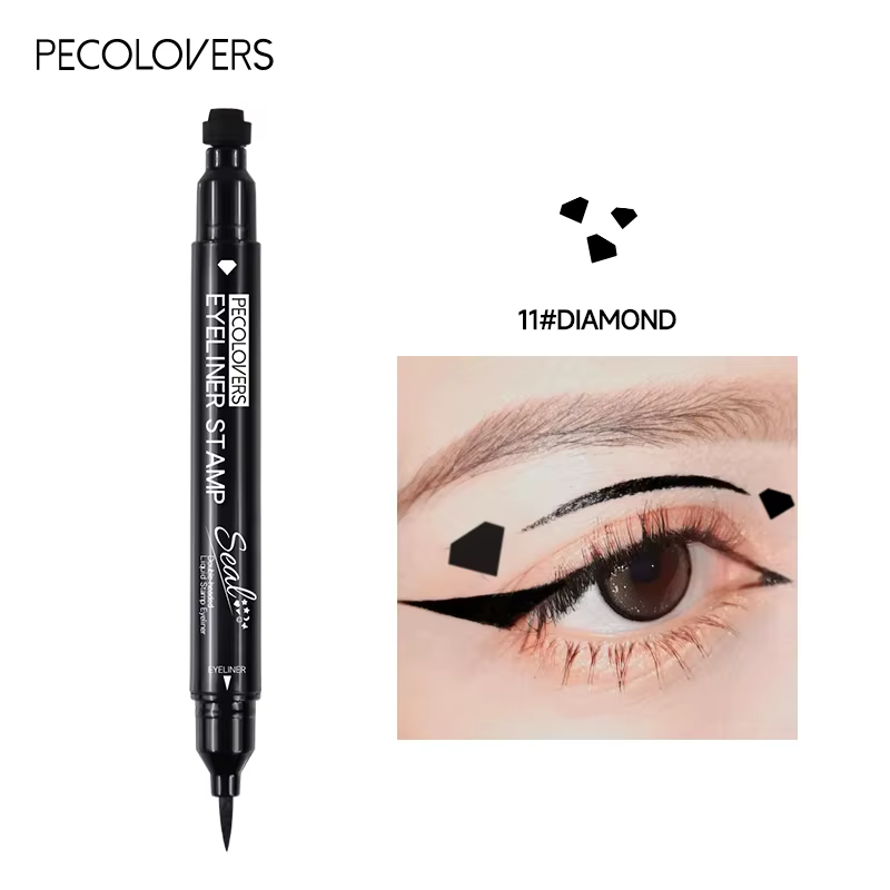 Eyeliner imperméable à Double tête, 1 pièce, comprenant motif étoile/amour/lune, séchage rapide, ada