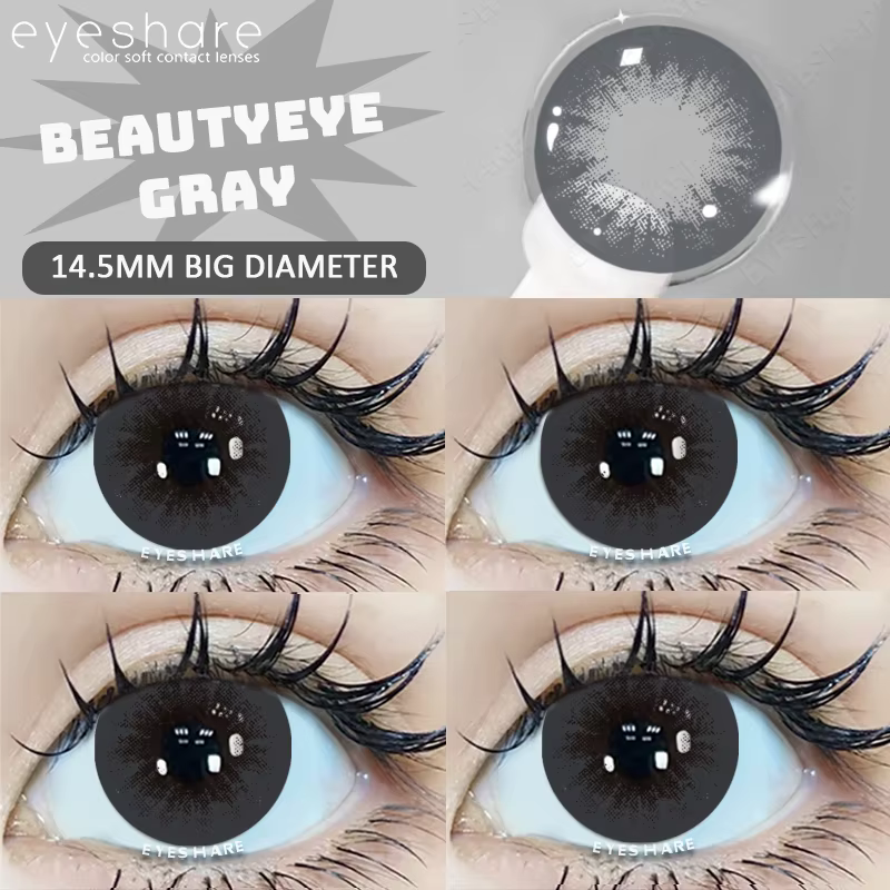 AMARA-Lentilles noires de grand diamètre, lentilles de contact colorées pour les yeux, grands yeux,