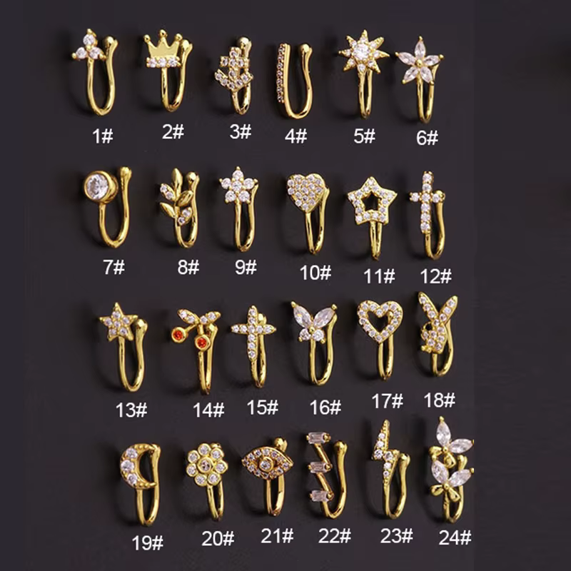 Faux Piercing pour femmes, 1 pièce, anneau de nez, manchette, bijoux pour le corps, tendance, boucle