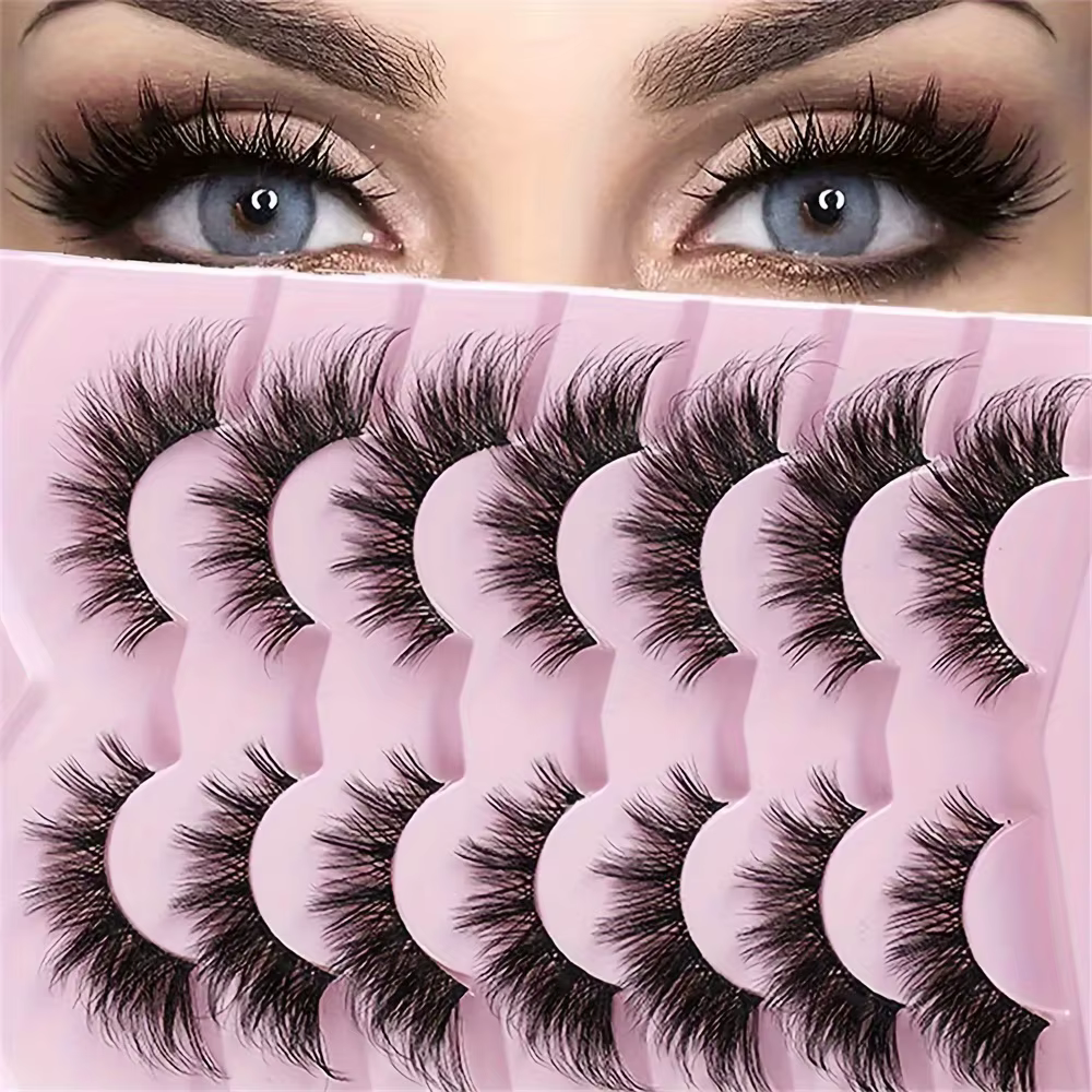Faux cils 7 paires – Coin étendu d'aspect naturel, ensemble de cils à bande volumineuse, forme de pa