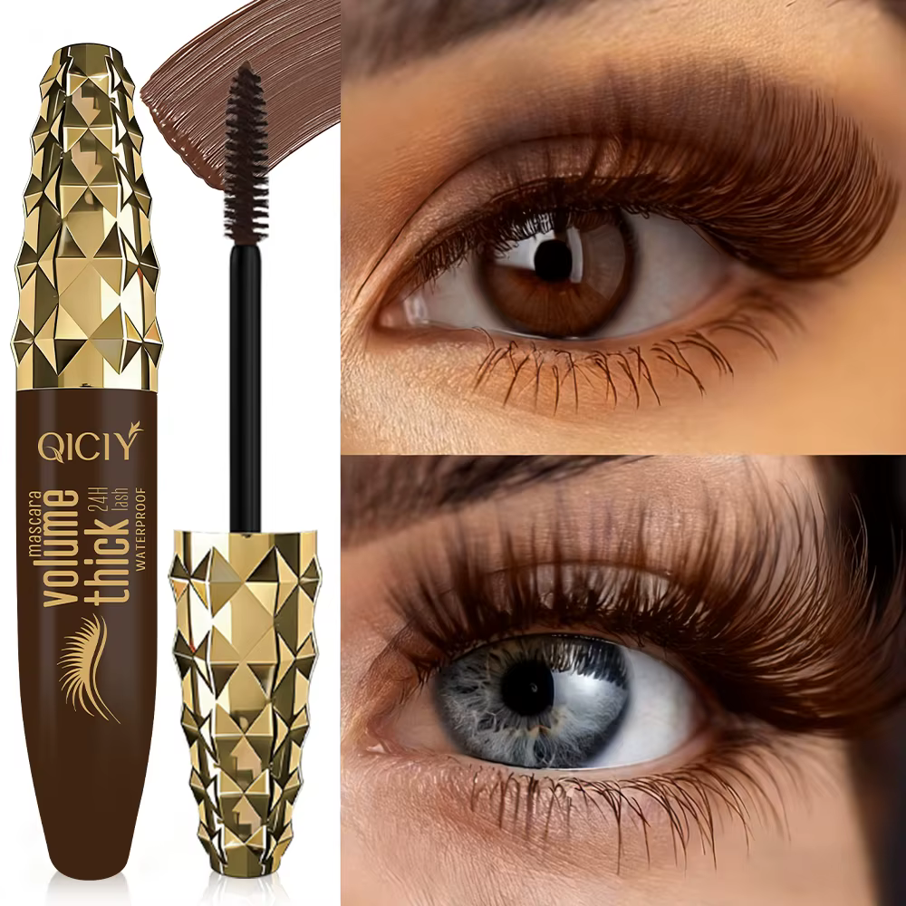 Mascara brun waterproof, épais et longue tenue, ne tache pas les cils