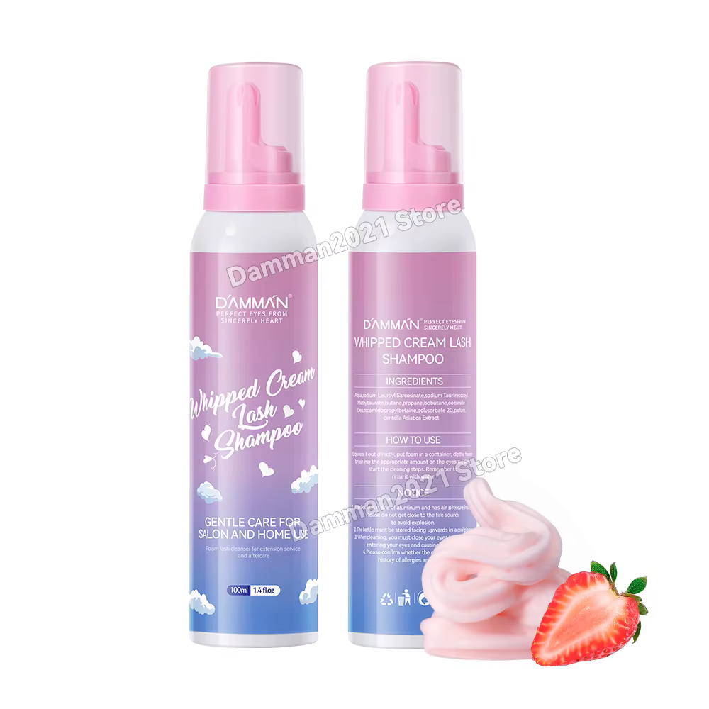 Damman 100ML Extension de cils shampooing crème Mousse nettoyant pour cils saveur de fraise cils sha