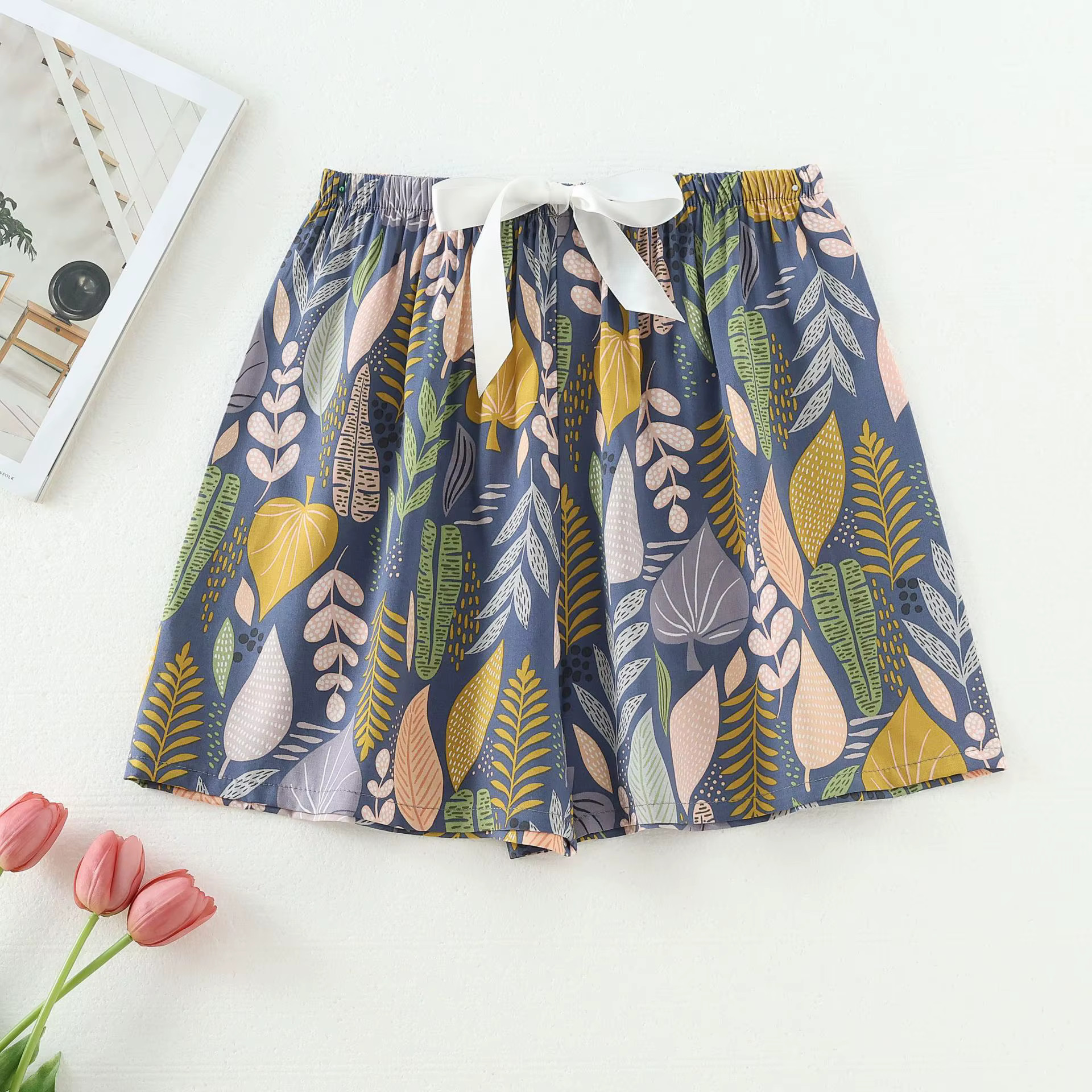 Pantalon de pyjama pour femmes, pantalon de maison, bas de sommeil fin, imprimé Floral, jambes large