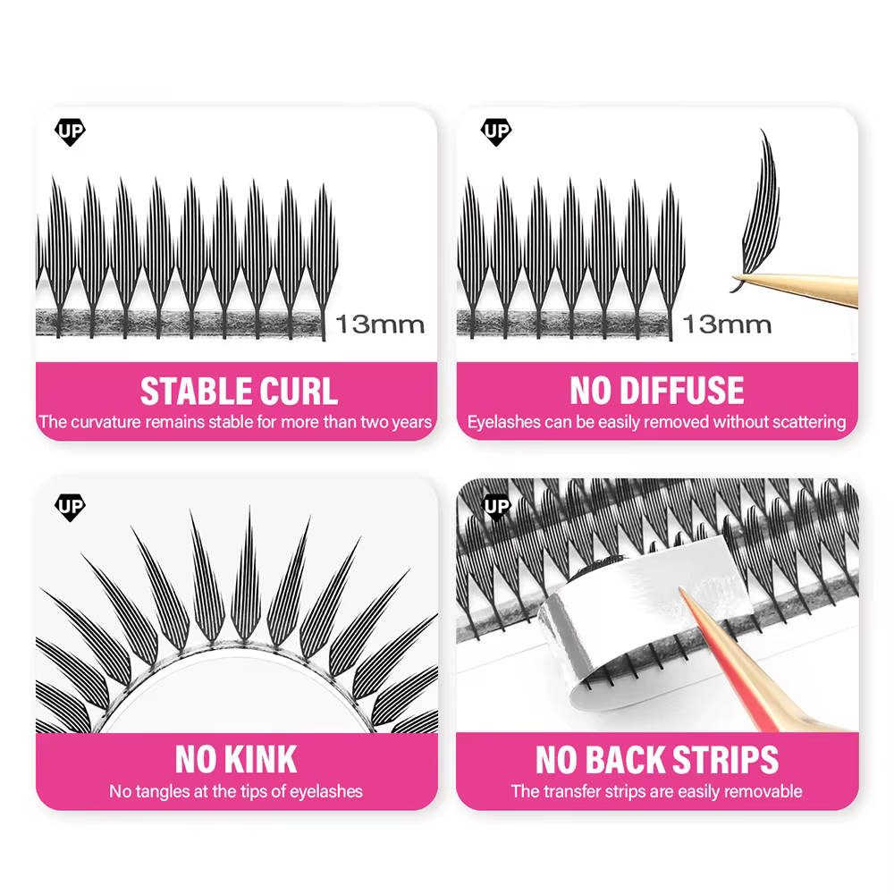 MASSCAKU 0.05mm d'épaisseur vison synthétique Manga Anime bande dessinée flèche cils 8-15mm mélange
