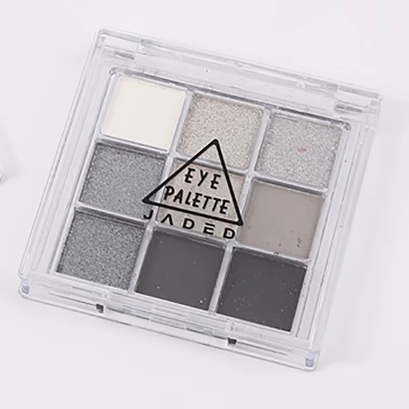 Palette de fards à paupières fumés ciment cendré, Punk foncé, perle métallique noire, plateau d'ombr