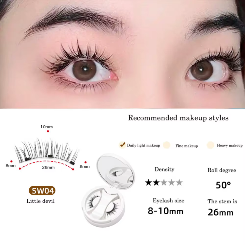 Faux cils magnétiques effet œil de chat, longue tenue, avec clip, réutilisables, volumineux, sans co