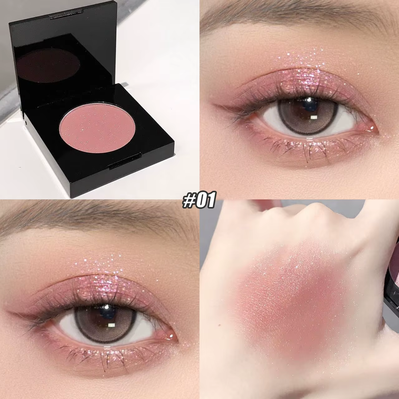 Palette de fards à paupières nacrés lavande, rose, marron, mats, scintillants, illuminants pour les 