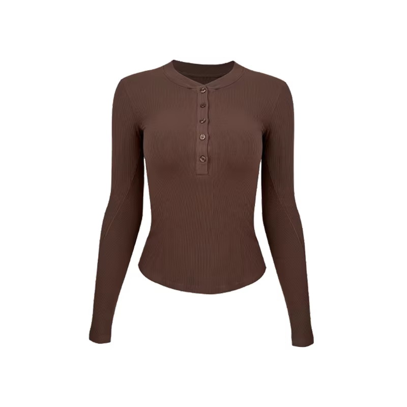 Chemise inférieure pour femmes en automne et en hiver T-shirt à manches longues col en v mince col b