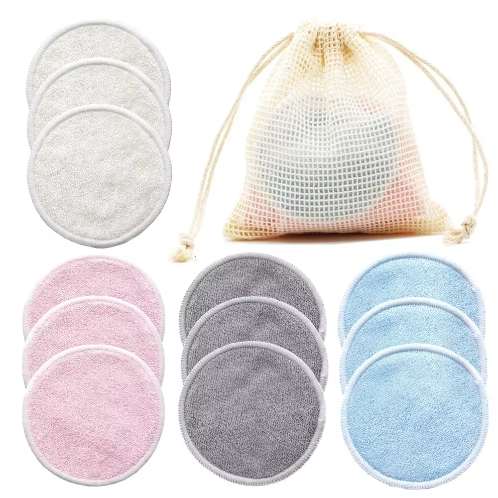 12 tampons démaquillants réutilisables pour tous types de peau, tampons nettoyants pour le visage av