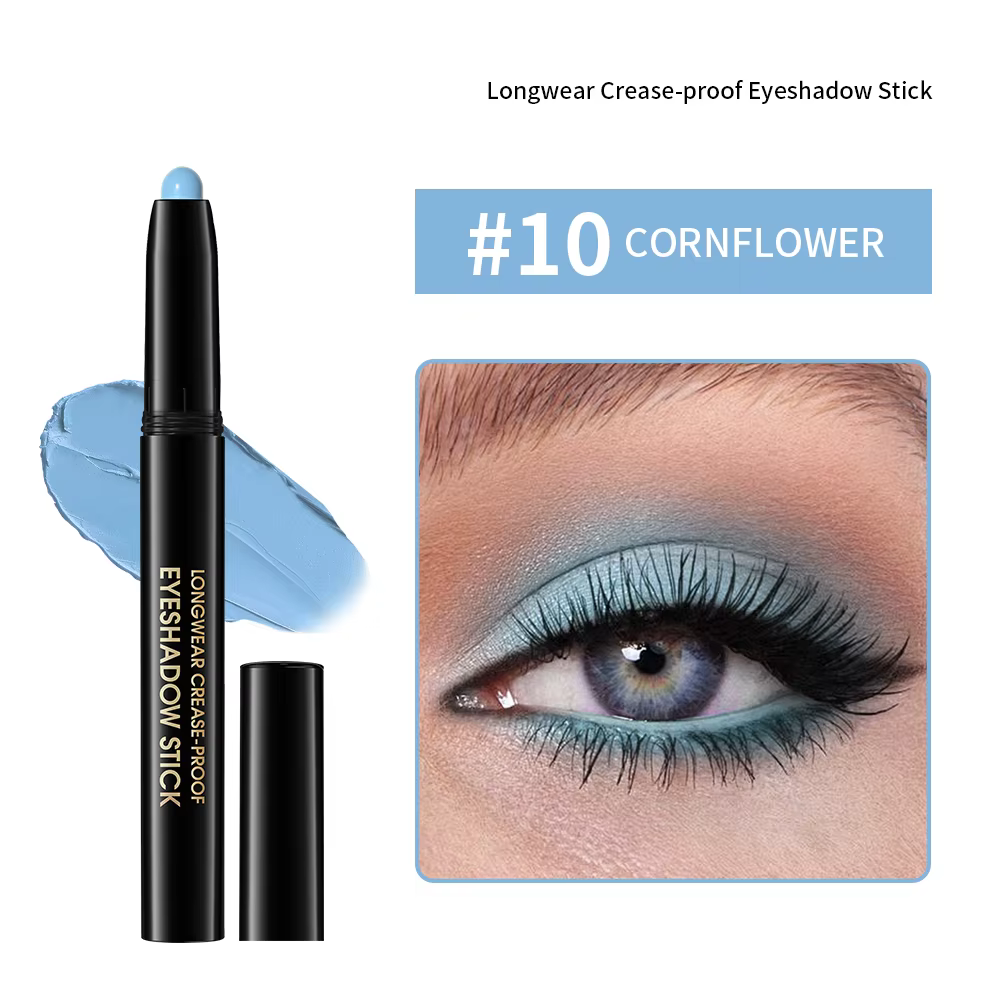 Bâton de crayon de fard à paupières résistant aux plis, 10 couleurs, paillettes durables, scintillan