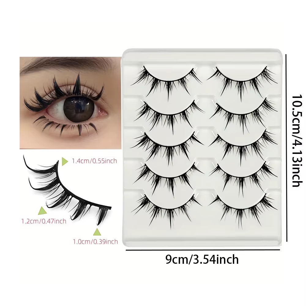 Faux cils d'inspiration d'anime, 5 paires de faux cils d'oeil de dessin animé, aspect dramatique, st