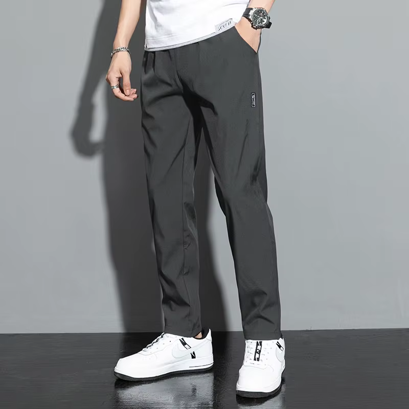 Pantalons pour hommes 2025 été nouveau noir gris mince affaires pantalons décontractés en plein air