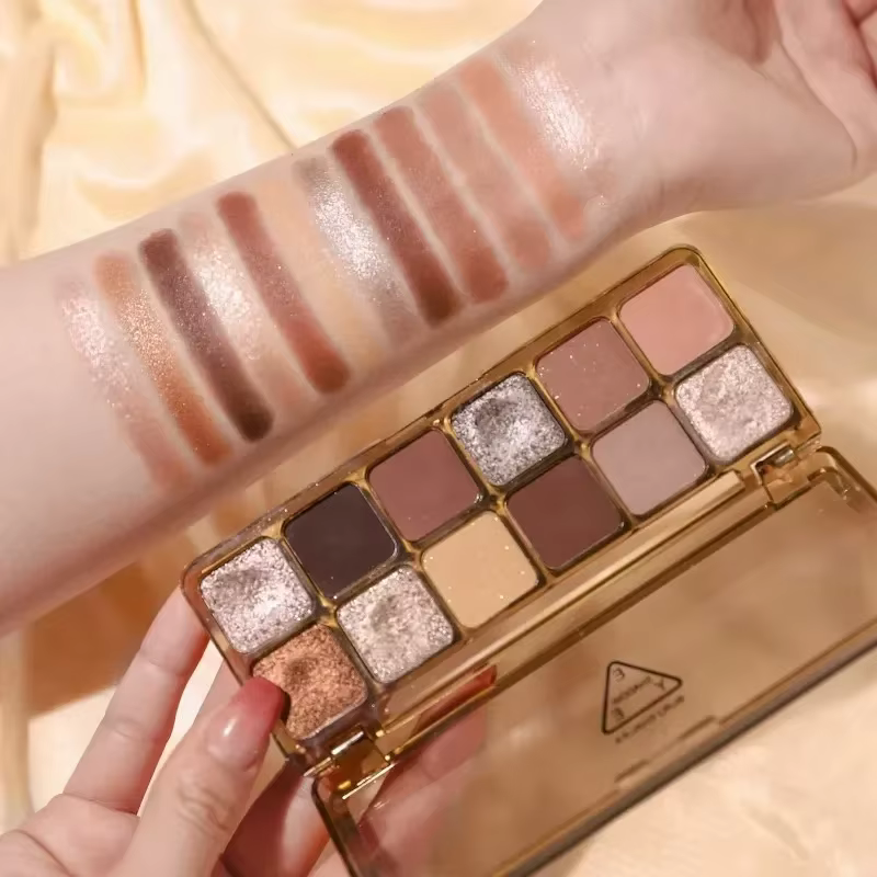 Palette de fards à paupières à paillettes, 12 couleurs, poudre pigmentée mate terre, plusieurs coule