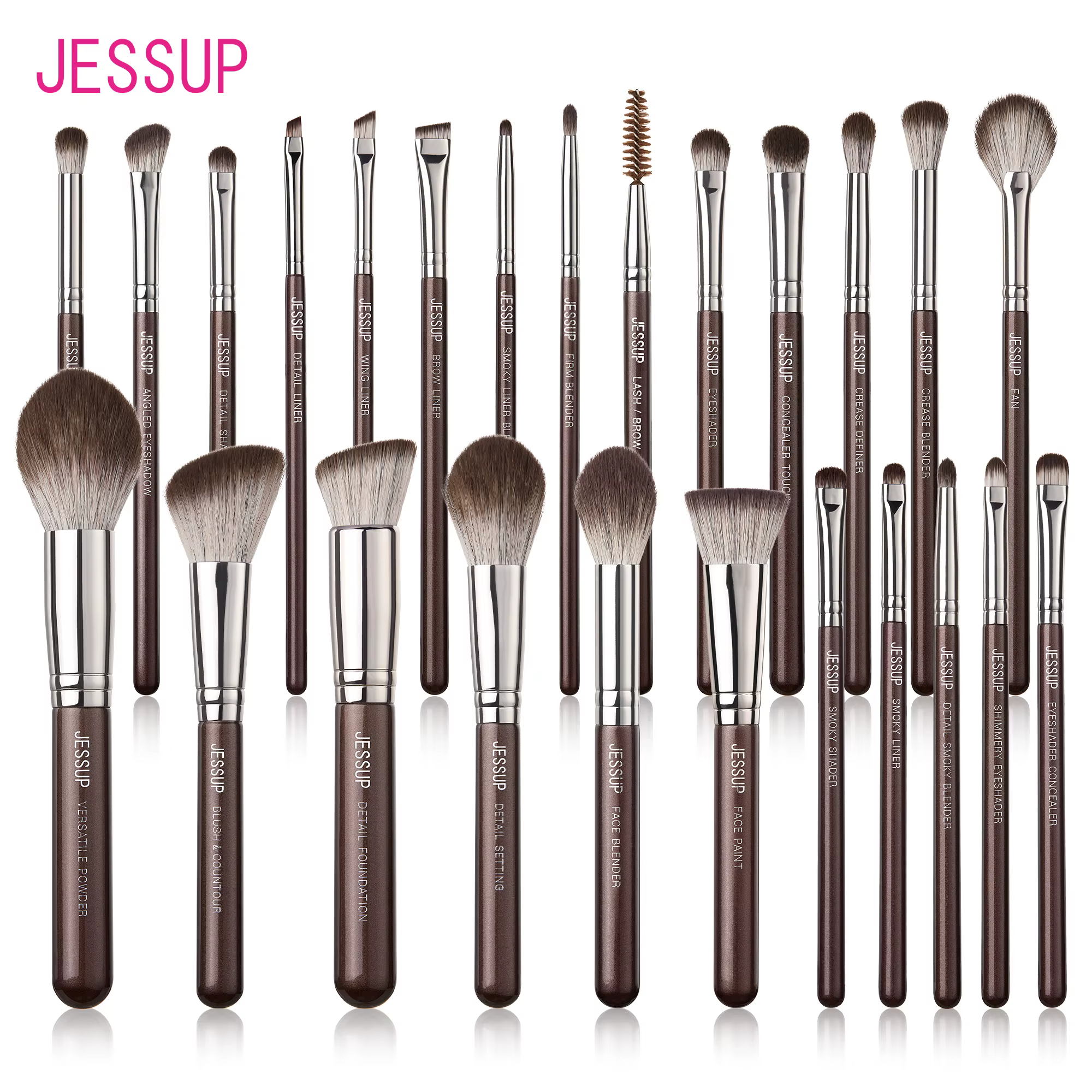 Jessup pinceaux de maquillage ensemble 15/25 pièces Premium synthétique marron pinceaux de maquillag