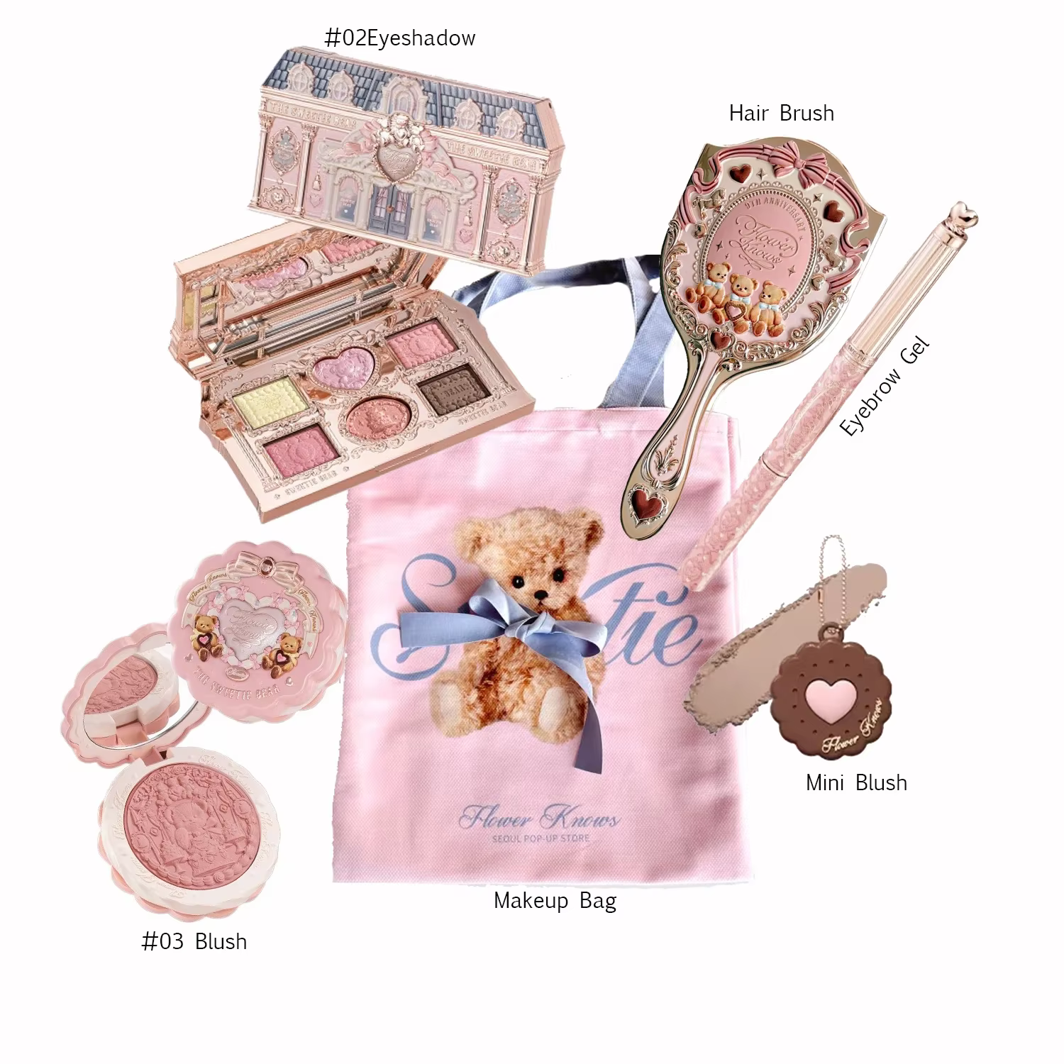 Flower Knows – Kit de maquillage tout-en-un, Palette professionnelle complète pour le visage, Blush,